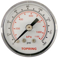 Pressure Gauge, 1-1/2" , 0 - 160 psi, Back Mount, Analogue Auto-Cam
