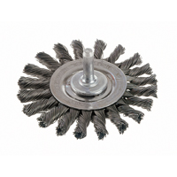 Brosses rotatives &agrave; fils nou&eacute;s - Brosse rotative &agrave; fils nou&eacute;s a/queue 1/4", fils nou&eacute;s standards, Dia. 3", Fils 0,014", Acier Auto-Cam