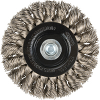 Brosses rotatives &agrave; fils nou&eacute;s - Brosse rotative &agrave; fils nou&eacute;s a/queue 1/4", Fils nou&eacute;s standards, Dia. 3", Fils 0,014", Acier inoxydable Auto-Cam
