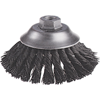 Brosses-boisseau &agrave; fils nou&eacute;s - Brosse-boisseau &eacute;vas&eacute;e, Dia. 6", Fils 0,02", Arbre 5/8"-11, Acier Auto-Cam
