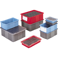 Divider Box&reg; Containers, Polyethylene, 10.8" W x 8.3" D x 2.5" H, Grey Auto-Cam