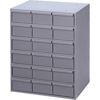 Industrial Drawer Cabinets, 18 Drawers, 17-1/4" W x 11-5/8" D x 21-1/4" H, Grey Auto-Cam