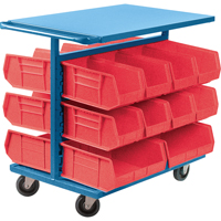 Bin Cart with Bins, Double-sided, 20 bins, 24" W x 38-1/2" D x 36-1/2" H Auto-Cam