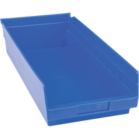 Plastic Shelf Bins, 8-3/8" W x 4" H x 17-7/8" D, Blue, 20 lbs. Capacity CB402 | Auto-Cam