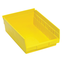 Shelf Bins, 8-3/8" W x 4" H x 11-5/8" D, Yellow, 30 lbs. Capacity Auto-Cam