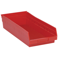 Shelf Bins, 8-3/8" W x 4" H x 17-7/8" D, Red, 40 lbs. Capacity Auto-Cam