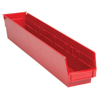 Bacs de rangement pour tablettes, 4-1/8" la x 4" H x 23-5/8" p, Rouge, Capacit&eacute; 50 lb Auto-Cam
