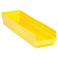Shelf Bins, 6-5/8" W x 4" H x 23-5/8" D, Yellow, 50 lbs. Capacity Auto-Cam