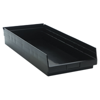 Economy Shelf Bin, 11-1/8" W x 4" H x 23-5/8" D, Black, 60 lbs. Capacity Auto-Cam