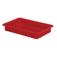 Divider Box&reg; Containers, Polyethylene, 16.5" W x 10.9" D x 2.5" H, Red Auto-Cam