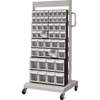 Mobile Tilt Bin Rack, Single-sided, 46 bins, 26-1/4" W x 22" D x 57-1/2" H Auto-Cam