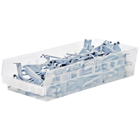 Shelf Bins, 6-5/8" W x 4" H x 23-5/8" D, Clear, 50 lbs. Capacity Auto-Cam