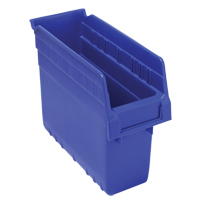 Store-Max Shelf Bins, 4-3/8" W x 8" H x 11-5/8" D, Blue, 44 lbs. Capacity Auto-Cam