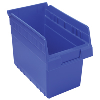 Store-Max Shelf Bins, 6-5/8" W x 8" H x 11-5/8" D, Blue, 44 lbs. Capacity Auto-Cam