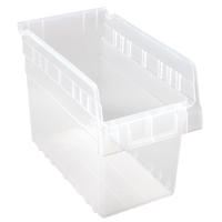 Store-Max Shelf Bins, 6-5/8" W x 8" H x 11-5/8" D, Clear, 44 lbs. Capacity Auto-Cam