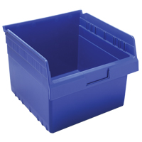 Store-Max Shelf Bins, 11-1/8" W x 8" H x 11-5/8" D, Blue, 44 lbs. Capacity Auto-Cam
