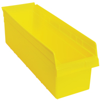 Store-Max Shelf Bins, 8-3/8" W x 8" H x 23-5/8" D, Yellow, 68 lbs. Capacity Auto-Cam