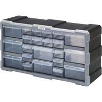 Drawer Cabinet, Plastic, 22 Drawers, 19-1/2" x 6-1/4" x 10", Black Auto-Cam