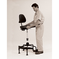 Industrial Stool, Stationary, Adjustable, 38" - 45", Polyurethane Seat, Black Auto-Cam