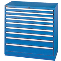 Armoires de rangement avec tiroirs, 9 tiroirs, 40-1/4" la x 22-1/2" p x 41-3/4" h, Bleu brillant Auto-Cam