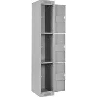 Clean Line Lockers, 3 -tier, Bank of 4, 48" x 18" x 72", Steel, Grey, Rivet (Assembled) Auto-Cam
