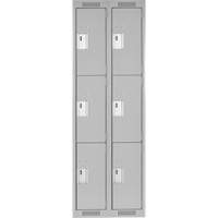 Clean Line Lockers, 3 -tier, Bank of 2, 24" x 18" x 72", Steel, Grey, Rivet (Assembled) Auto-Cam