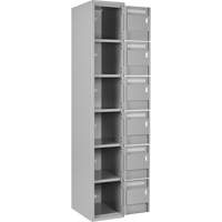 Clean Line Lockerettes, 6 -tier, Bank of 4, 48" x 18" x 72", Steel, Grey, Rivet (Assembled) Auto-Cam