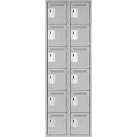 Clean Line Lockerettes, 6 -tier, Bank of 2, 24" x 18" x 72", Steel, Grey, Rivet (Assembled) Auto-Cam