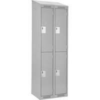 Clean Line Lockers, 2 -tier, Bank of 2, 24" x 18" x 78", Steel, Grey, Rivet (Assembled) Auto-Cam