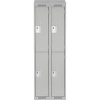 Clean Line Lockers, 2 -tier, Bank of 2, 24" x 18" x 78", Steel, Grey, Rivet (Assembled) Auto-Cam