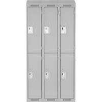 Clean Line Lockers, 2 -tier, Bank of 3, 36" x 18" x 78", Steel, Grey, Rivet (Assembled) Auto-Cam