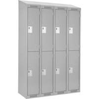 Clean Line Lockers, 2 -tier, Bank of 4, 48" x 18" x 78", Steel, Grey, Rivet (Assembled) Auto-Cam