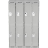 Clean Line Lockers, 2 -tier, Bank of 4, 48" x 18" x 78", Steel, Grey, Rivet (Assembled) Auto-Cam