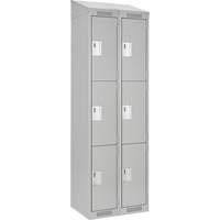 Clean Line Lockers, 3 -tier, Bank of 2, 24" x 18" x 78", Steel, Grey, Rivet (Assembled) Auto-Cam