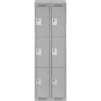 Clean Line Lockers, 3 -tier, Bank of 2, 24" x 18" x 78", Steel, Grey, Rivet (Assembled) Auto-Cam