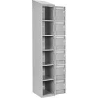 Clean Line Lockerette , 6 -tier, Bank of 4, 48" x 18" x 78", Steel, Grey, Rivet (Assembled) Auto-Cam