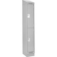 Clean Line Lockers, 2 -tier, 12" x 18" x 82", Steel, Grey, Rivet (Assembled) Auto-Cam