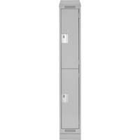 Clean Line Lockers, 2 -tier, 12" x 18" x 82", Steel, Grey, Rivet (Assembled) Auto-Cam