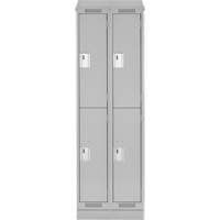 Clean Line Lockers, 2 -tier, Bank of 2, 24" x 18" x 82", Steel, Grey, Rivet (Assembled) Auto-Cam