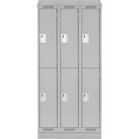 Clean Line Lockers, 2 -tier, Bank of 3, 36" x 18" x 82", Steel, Grey, Rivet (Assembled) Auto-Cam