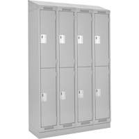 Clean Line Lockers, 2 -tier, Bank of 4, 48" x 18" x 82", Steel, Grey, Rivet (Assembled) Auto-Cam