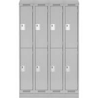 Clean Line Lockers, 2 -tier, Bank of 4, 48" x 18" x 82", Steel, Grey, Rivet (Assembled) Auto-Cam