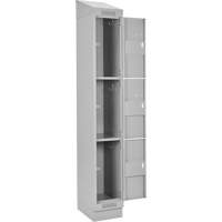 Clean Line Lockers, 3 -tier, Bank of 4, 48" x 18" x 82", Steel, Grey, Rivet (Assembled) Auto-Cam