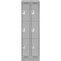 Clean Line Lockers, 3 -tier, Bank of 2, 24" x 18" x 82", Steel, Grey, Rivet (Assembled) Auto-Cam