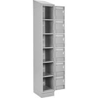 Clean Line Lockerette, 6 -tier, Bank of 4, 48" x 18" x 82", Steel, Grey, Rivet (Assembled) Auto-Cam