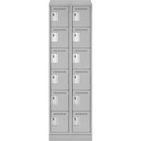Clean Line Lockerette, 6 -tier, Bank of 2, 24" x 18" x 82", Steel, Grey, Rivet (Assembled) Auto-Cam