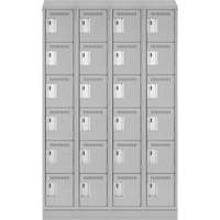 Clean Line Lockerette, 6 -tier, Bank of 4, 48" x 18" x 82", Steel, Grey, Rivet (Assembled) Auto-Cam