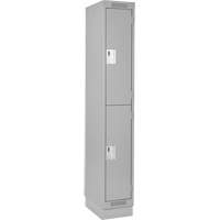 Clean Line Lockers, 2 -tier, 12" x 18" x 76", Steel, Grey, Rivet (Assembled) Auto-Cam
