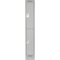 Clean Line Lockers, 2 -tier, 12" x 18" x 76", Steel, Grey, Rivet (Assembled) Auto-Cam