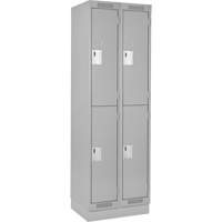 Clean Line Lockers, 2 -tier, Bank of 2, 24" x 18" x 76", Steel, Grey, Rivet (Assembled) Auto-Cam
